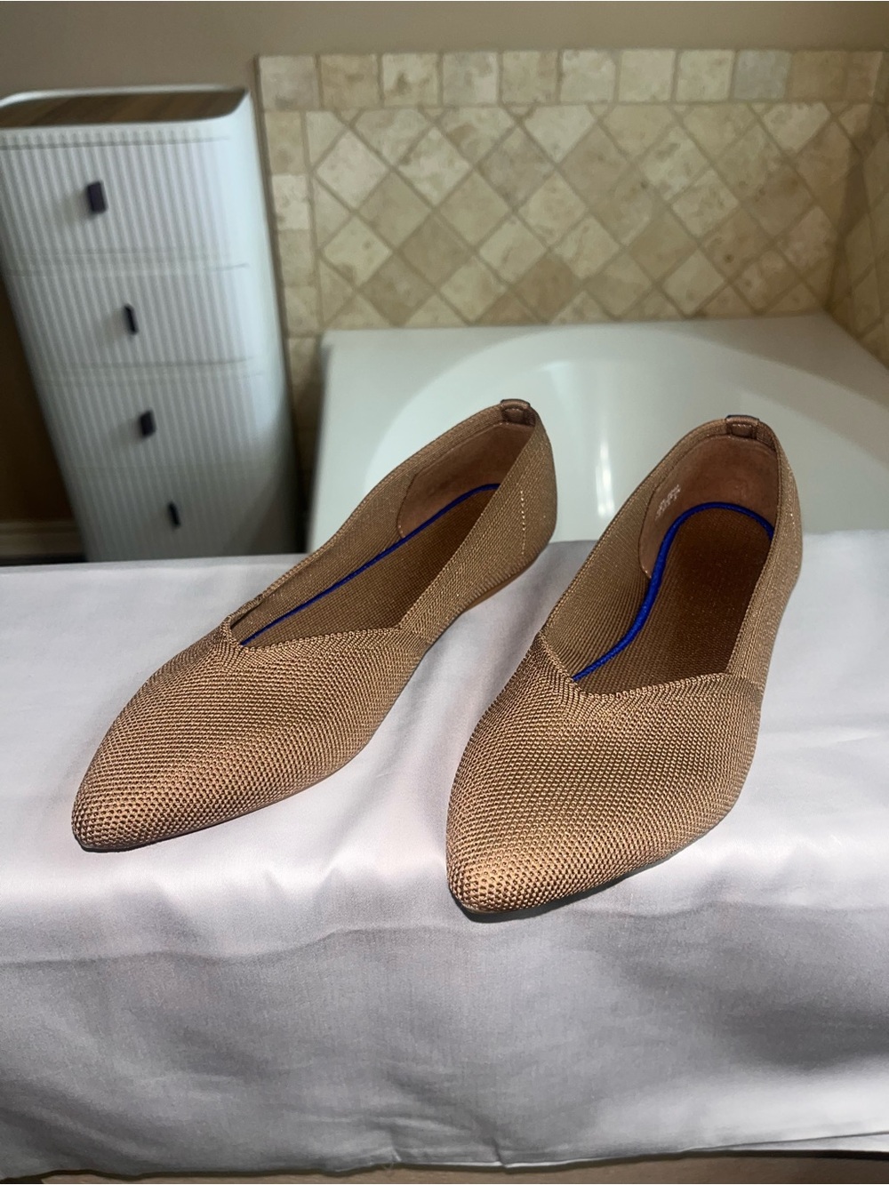 Women's Pointed Toe Ballet Flats in Light Brown